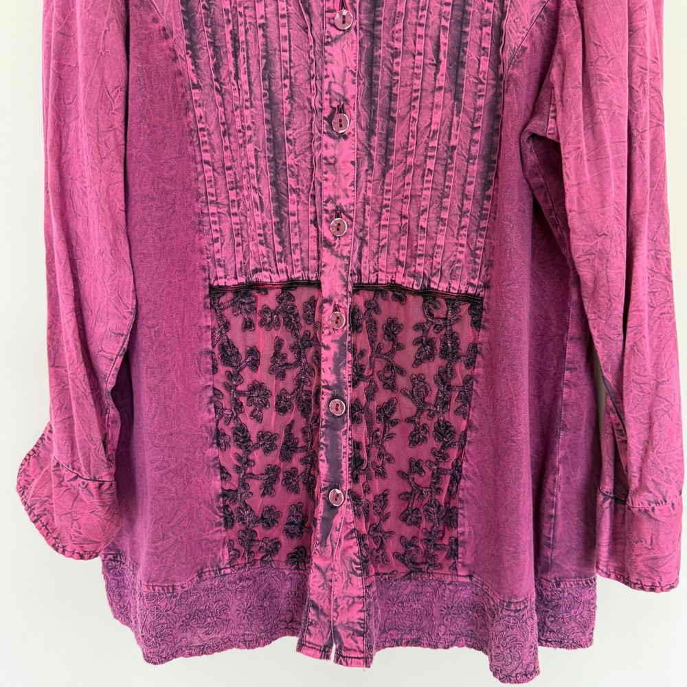 Parsley & Sage Embroidered Button Down Tunic Top XL Art To Wear NEW - Picture 5 of 6
